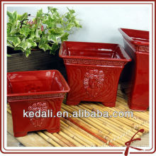 Pot de fleurs en céramique carré rouge